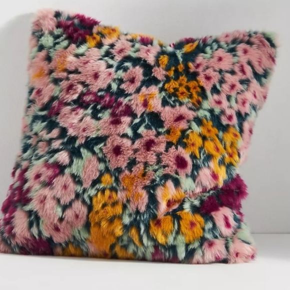 Anthropologie Fox Fur Jacquard Floral Throw Pillow - Picture 3 of 5